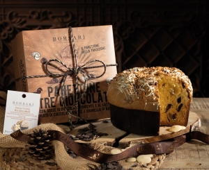 Rustico Collection: Panettone with Dark &amp; Milk Chocolate Chips covered White Chocolate &amp; Hazelnuts